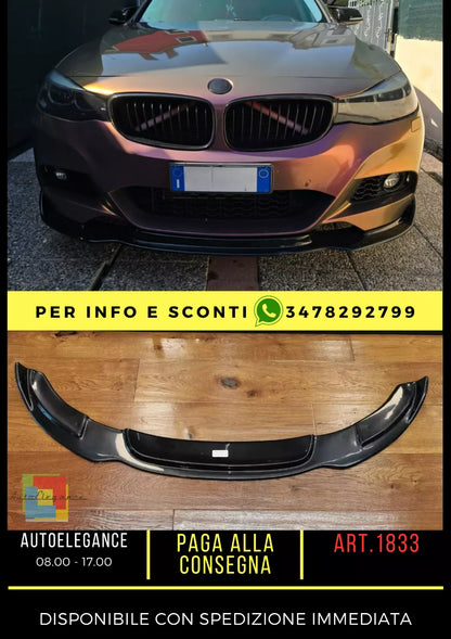 ✨SPLITTER NERO LUCIDO ADATTO PER BMW SERIE 3 GT F34 2012+ M SPORT LOOK HAMMAN ✨