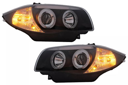 😎Angel Eyes Fari per BMW Serie 1 E81 E82 E87 E88 04-11 Nero😎