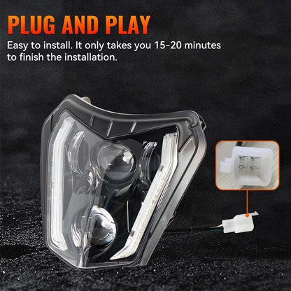 🔥Faro LED E24 Plug&Play – KTM EXC / XC-W 250–350 (2017–2021)🔥