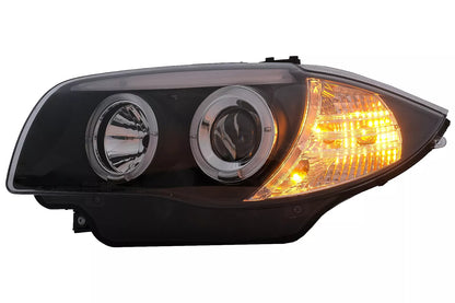 😎Angel Eyes Fari per BMW Serie 1 E81 E82 E87 E88 04-11 Nero😎