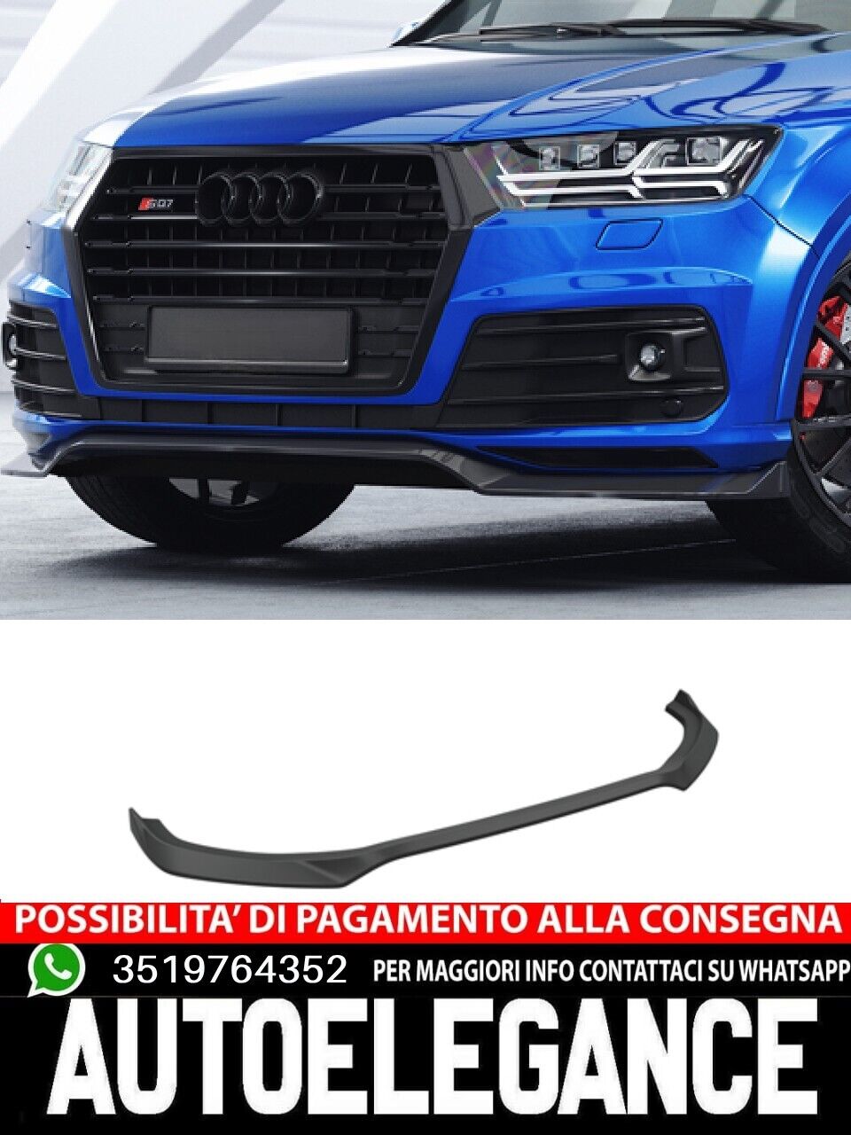 Spoiler de séparation sous pare-chocs avec ABE pour Audi Q7 (4M) S-Line/SQ7 (4M)