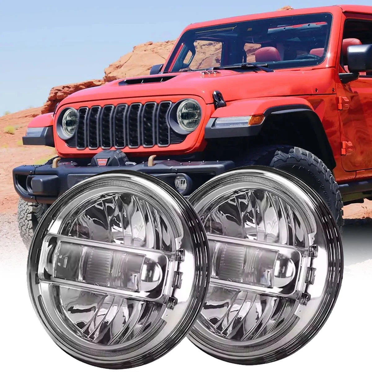 🔥Coppia Fari LED – Jeep Wrangler JK / TJ / CJ🔥