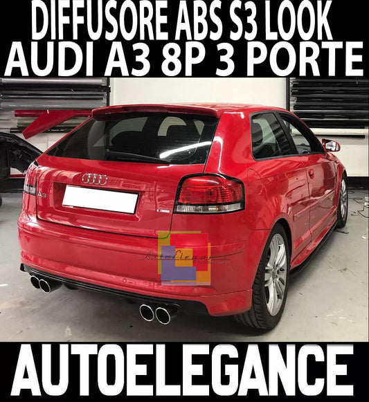 Audi A3 8P 3 Portes 2003-2008 Diffuseur Arrière S3 ABS Double Sortie Sport
