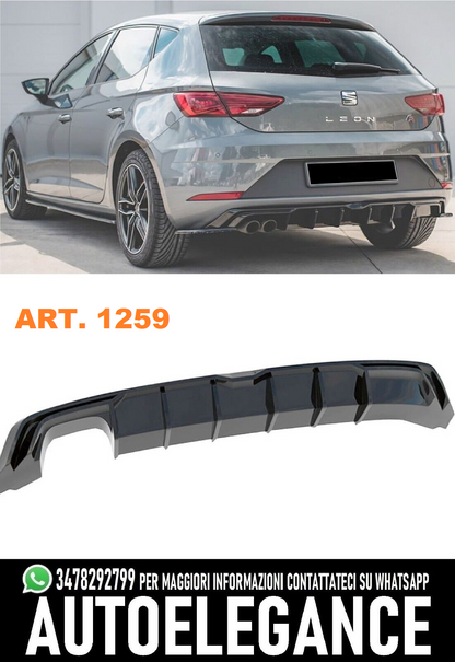 DIFFUSORE ADATTO A SEAT LEON MK3 FL 2017-2020 NERO LUCIDO SOLO PER FR