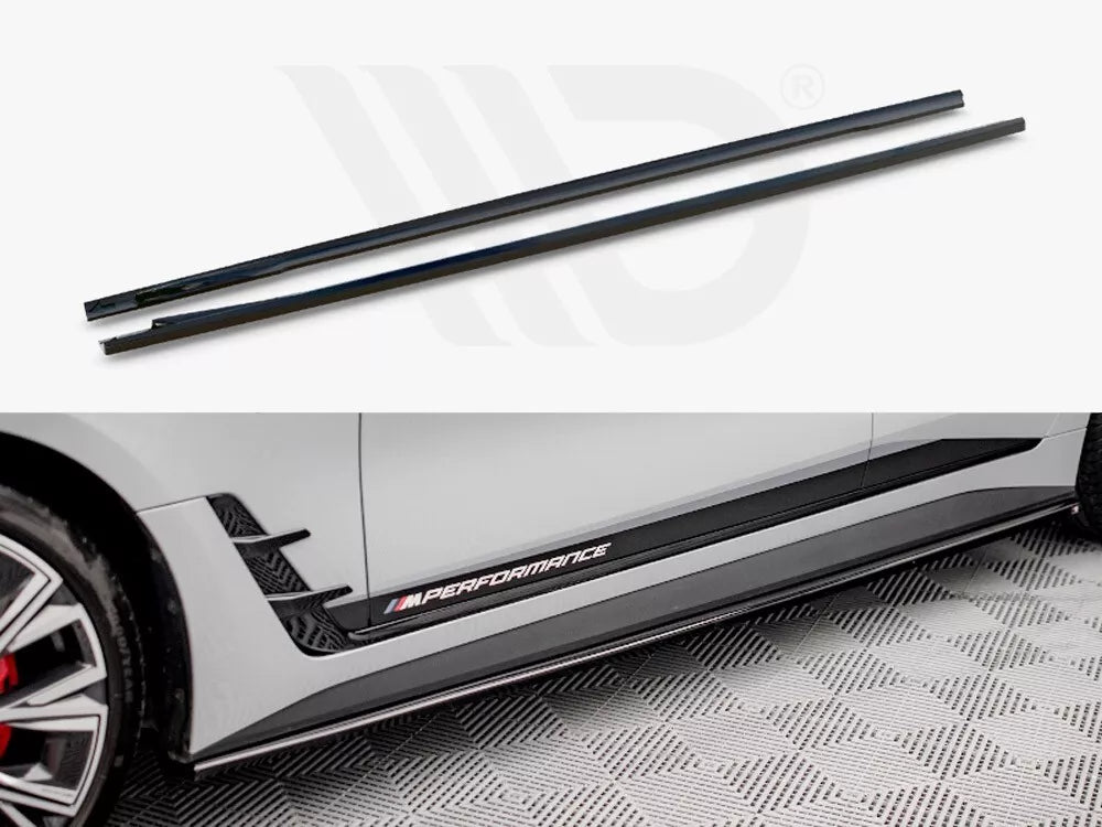 ✨MINIGONNE LATERALI nero lucido ABS V2 per BMW i4 M-Pack G26 2021+✨