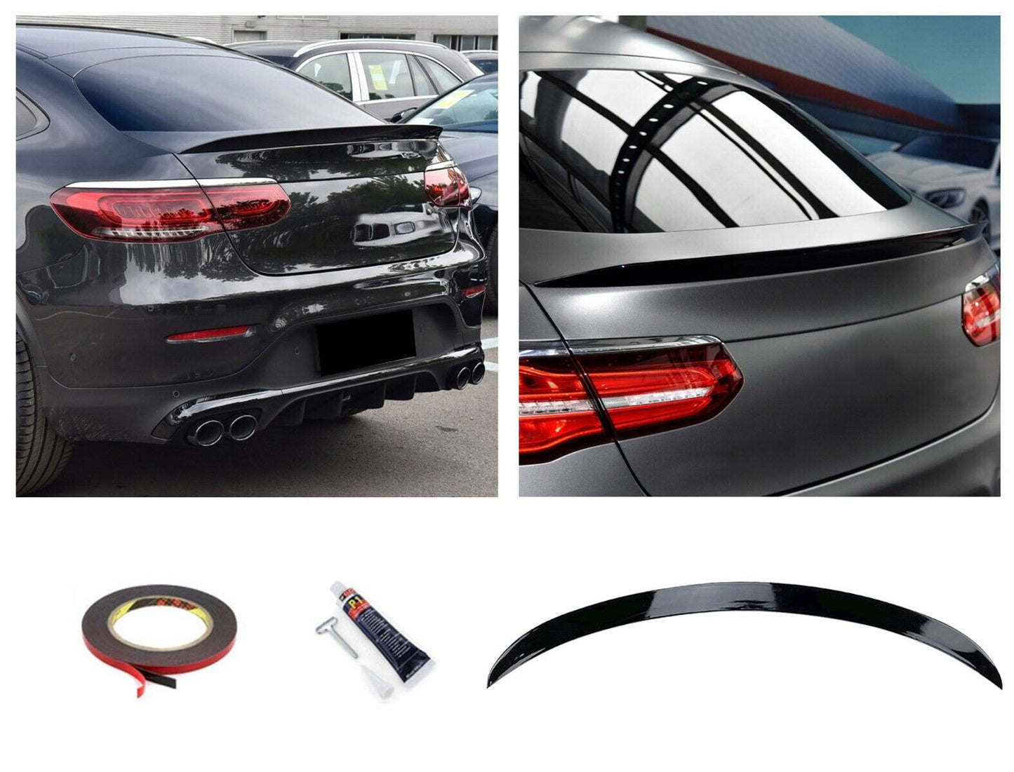 Suitable for MERCEDES C253 GLC Coupe REAR SPOILER LIP GLOSS BLACK 