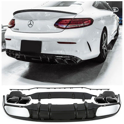DIFFUSORE POSTERIORE + SCARICO (NERO) CON LOOK C63 AMG PER MERCEDES A205 C205