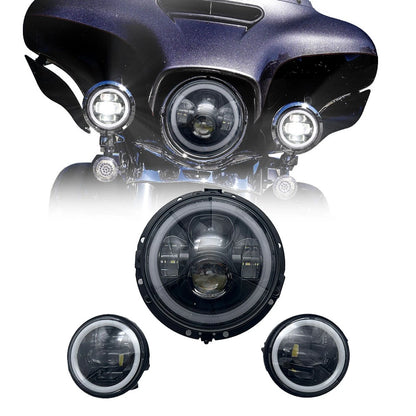 🔥3x Fari LED con DRL – Harley-Davidson Road King / Touring / Softail🔥