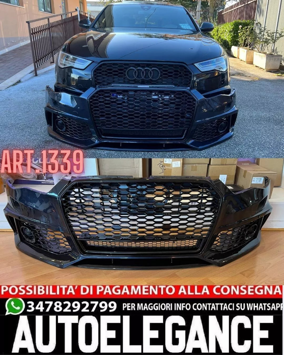 1339 PARAURTI ANTERIORE ADATTO PER AUDI A6 C7 4G 2011-2015 LOOK RS6 CON GRIGLIA