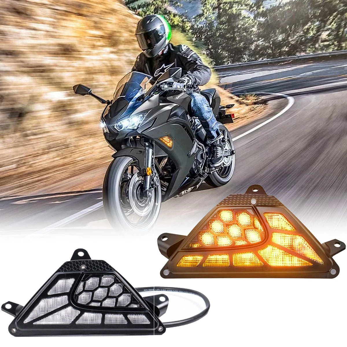 🔥Lampade LED Indicatori di Direzione – Kawasaki Ninja 250 / 300 / 400 / 650 🔥