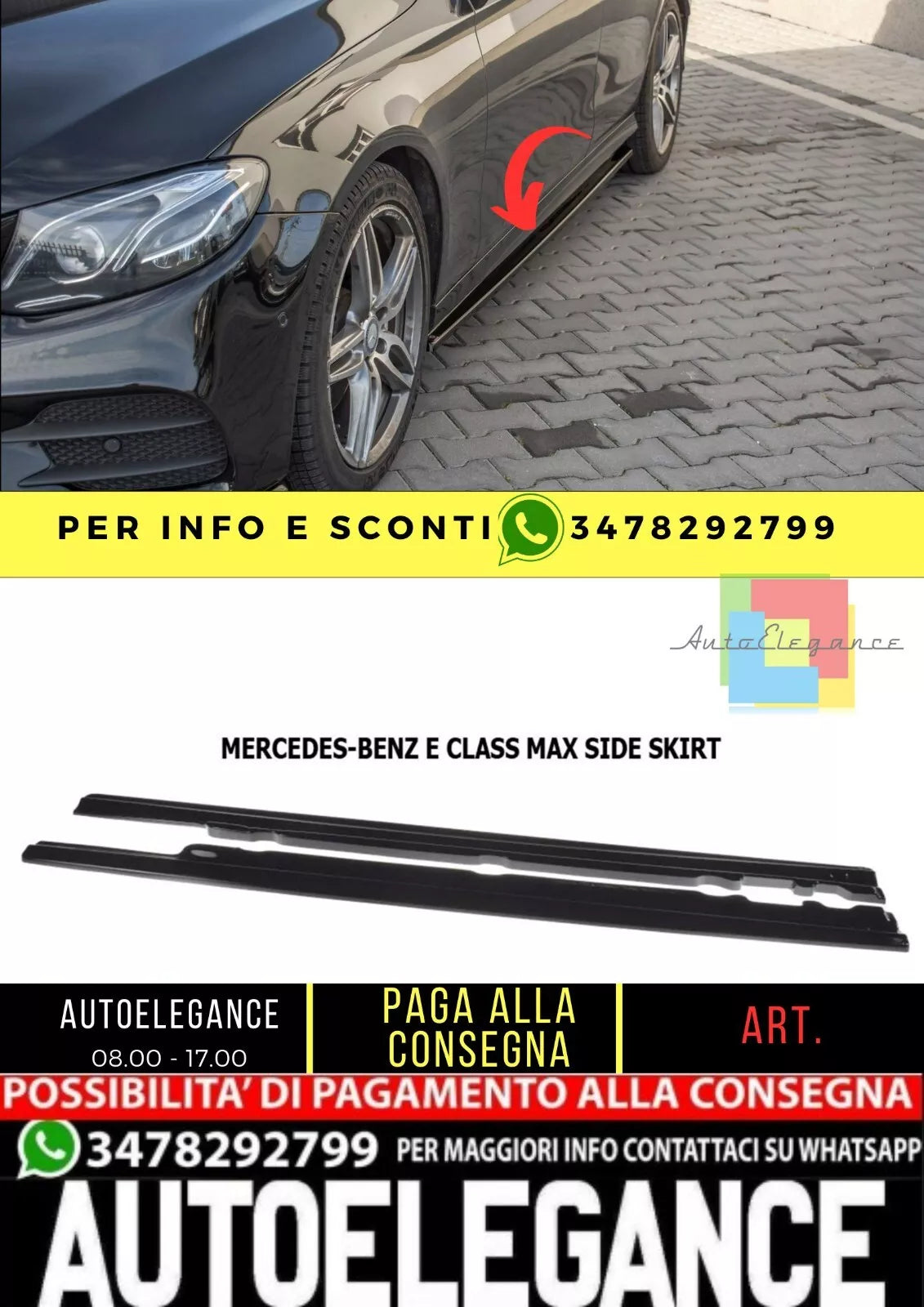 MERCEDES W213 Max Minigonna laterale pianoforte nero sottovuoto plastica / 2017-