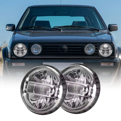 🔥Coppia Fari LED 7" Argento E24 – Volkswagen Golf MK2🔥