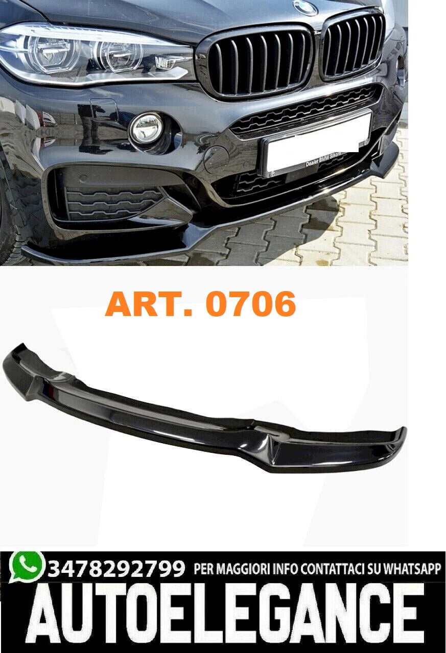 SPLITTER adatto per BMW F16 2014+ X6 Series labbro anteriore A M Sport Gloss Black-