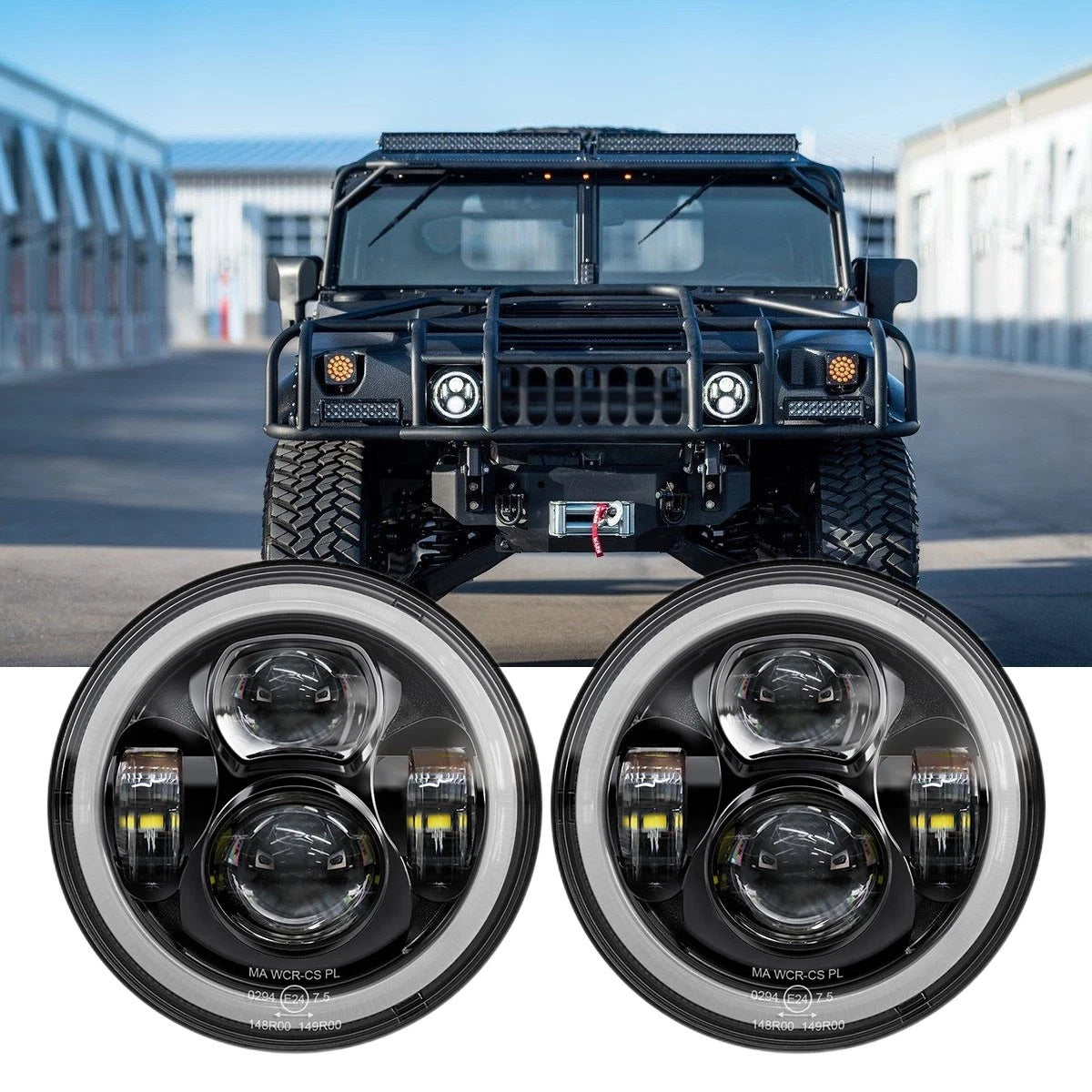 🔥Coppia Fari LED 7" – Hummer H1 / H2 – Land Rover Defender🔥