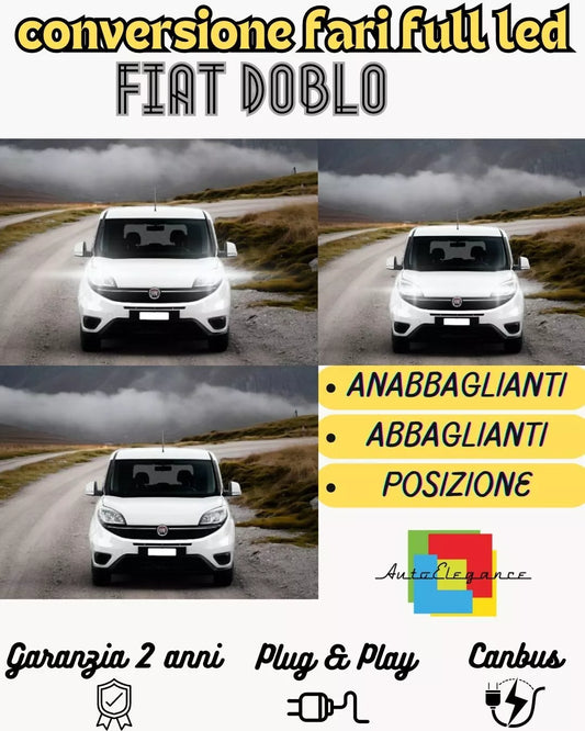 KIT FULL LED ADATTO PER FIAT DOBLO DAL 2015 ANABBAGLIANTI ABBAGLIANTI POSIZIONI