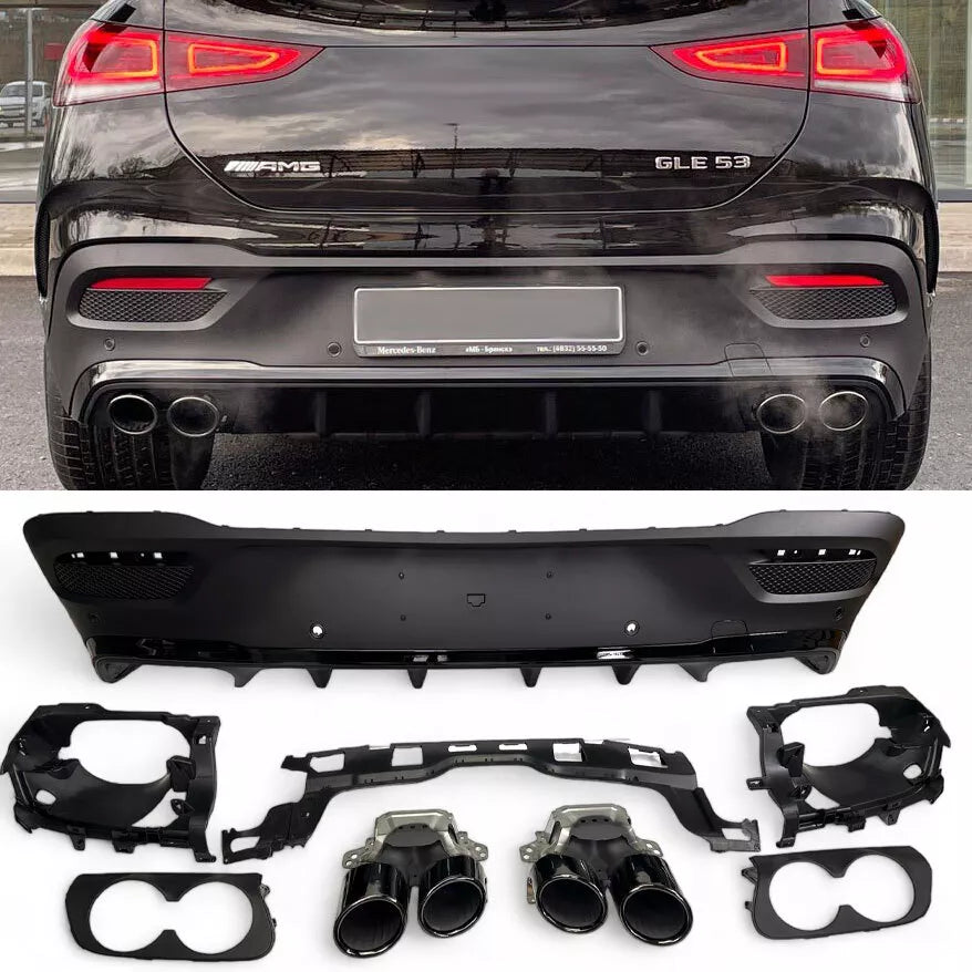 Diffusore+ terminali di scarico NERO ADATTO PER Mercedes W167 GLE COUPE
