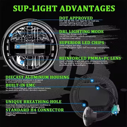 🔥Coppia Fari 7" Full LED DRL Bianco – Suzuki Samurai / SJ / Santana🔥