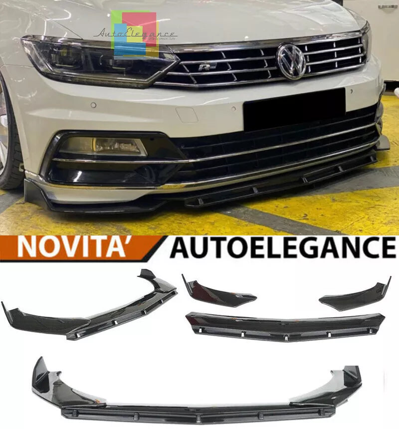 SPLITTER VW PASSAT B8 2015-2019 LIP NERO LUCIDO SOTTO PARAURTI ABS .-.