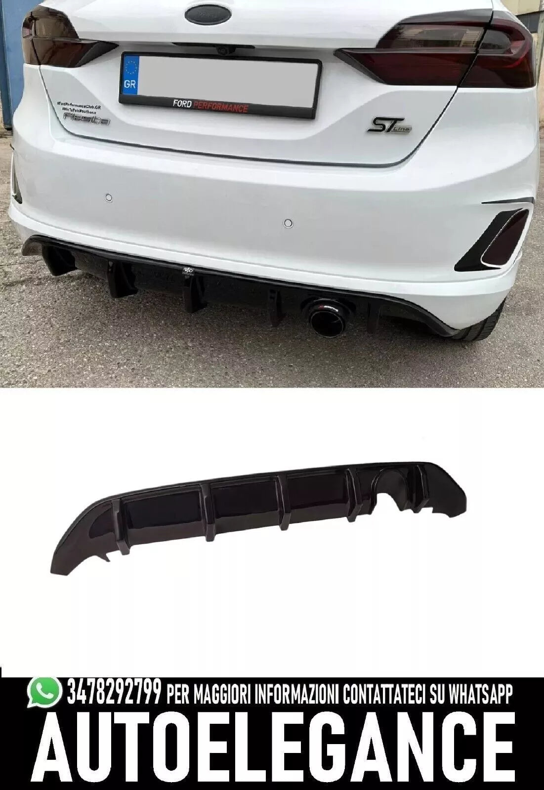 Difusor trasero apto para Ford Fiesta Mk8 ST-Line (2017-)