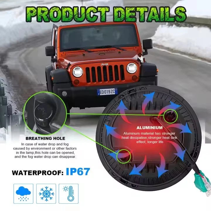 🔥Coppia Fari 7" Full LED DRL Bianco – Suzuki Samurai / SJ / Santana🔥