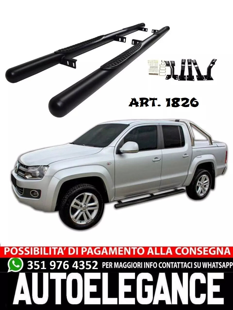 1826 Pedane adatte per VW Amarok 2010 + luci laterali del davanzale della finestra spente