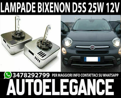 ART.1589 FIAT 500X COPPIA LAMPADE D5S 25W 12V RICAMBIO XENON 4300K BIANCO