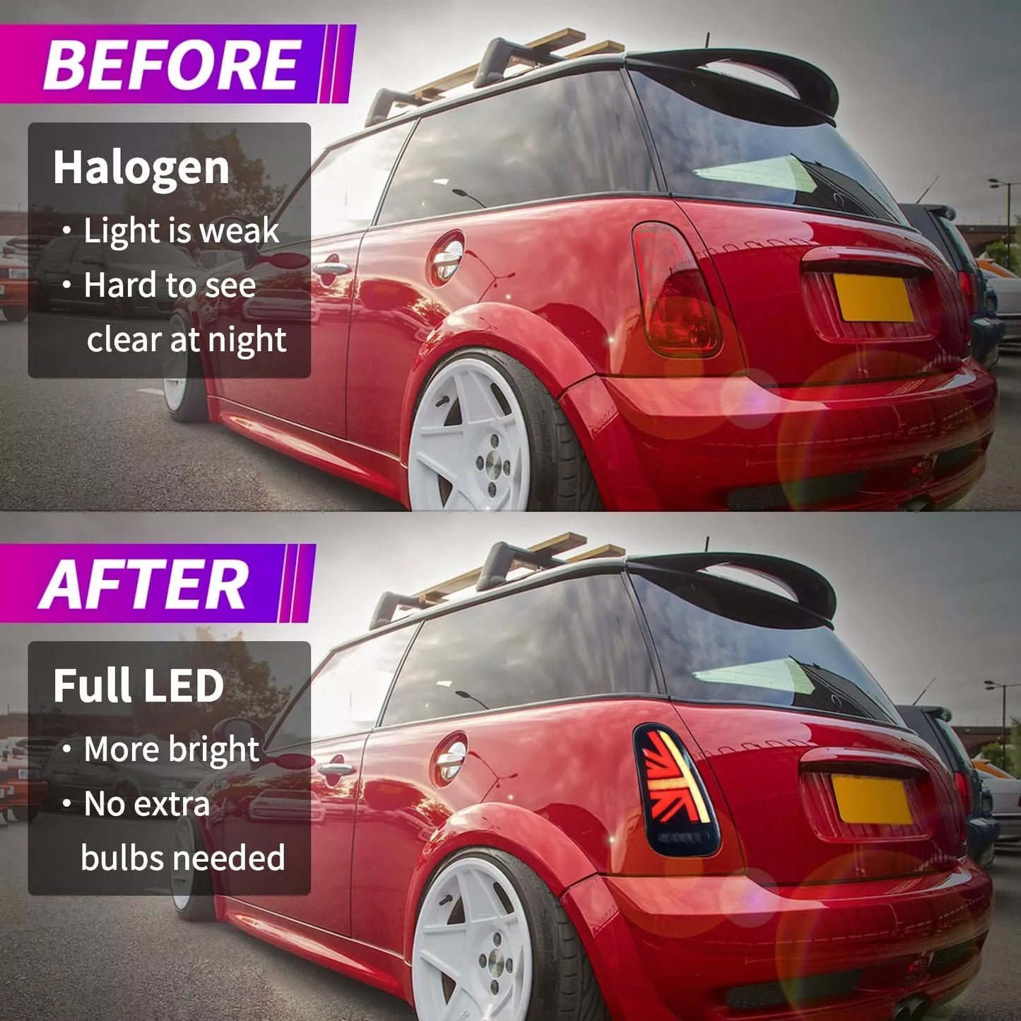 🔥E9 – Coppia Fanali Posteriori LED Neri – Mini Cooper R50 / R52 / R53🔥