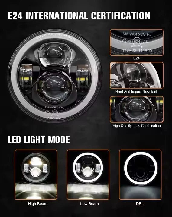 🔥E24 – Coppia Fari LED con Segnale – Jeep Wrangler TJ / LJ / JK🔥