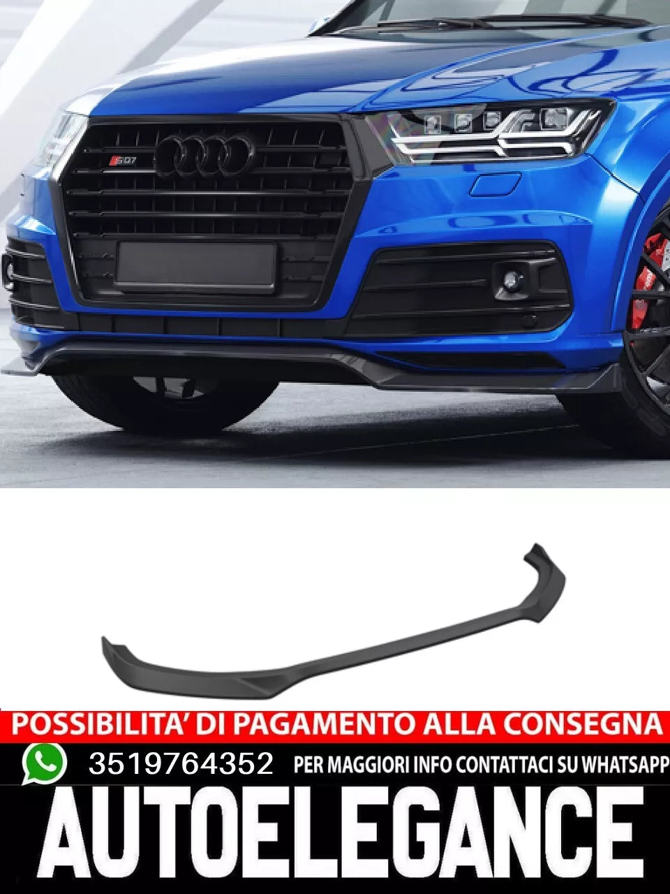 Spoiler divisor debajo del parachoques con ABE adecuado para Audi Q7 (4M) S-Line