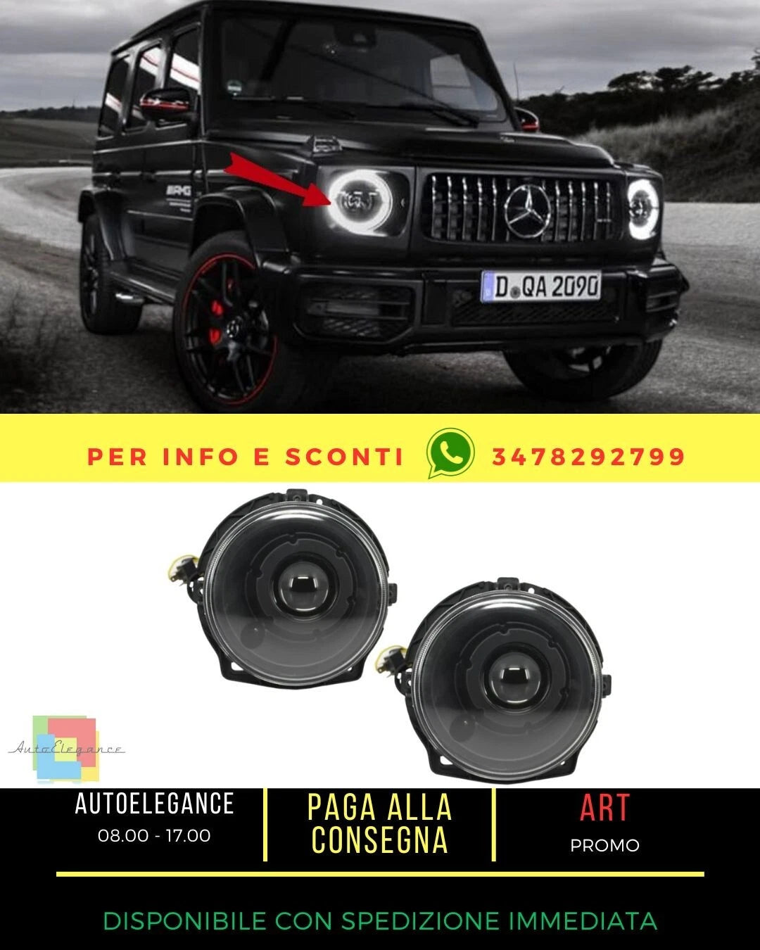 Fari anteriori per Mercedes Classe G W463 1989-2012 Nero Bi-Xenon Look