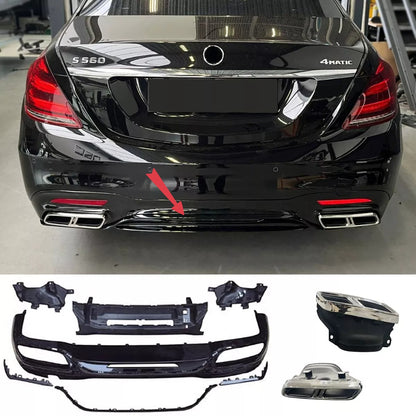 ✨Diffusore+ Terminali Di Scarico(CROMO)Adatto Per  Mercedes S W222 Restyling✨