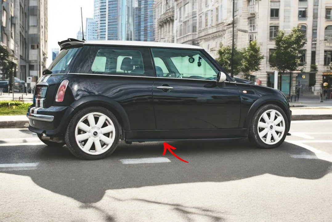 ✨Minigonne laterali Design Nero Lucido ABS Per Mini Cooper/One R50 2001-2006✨
