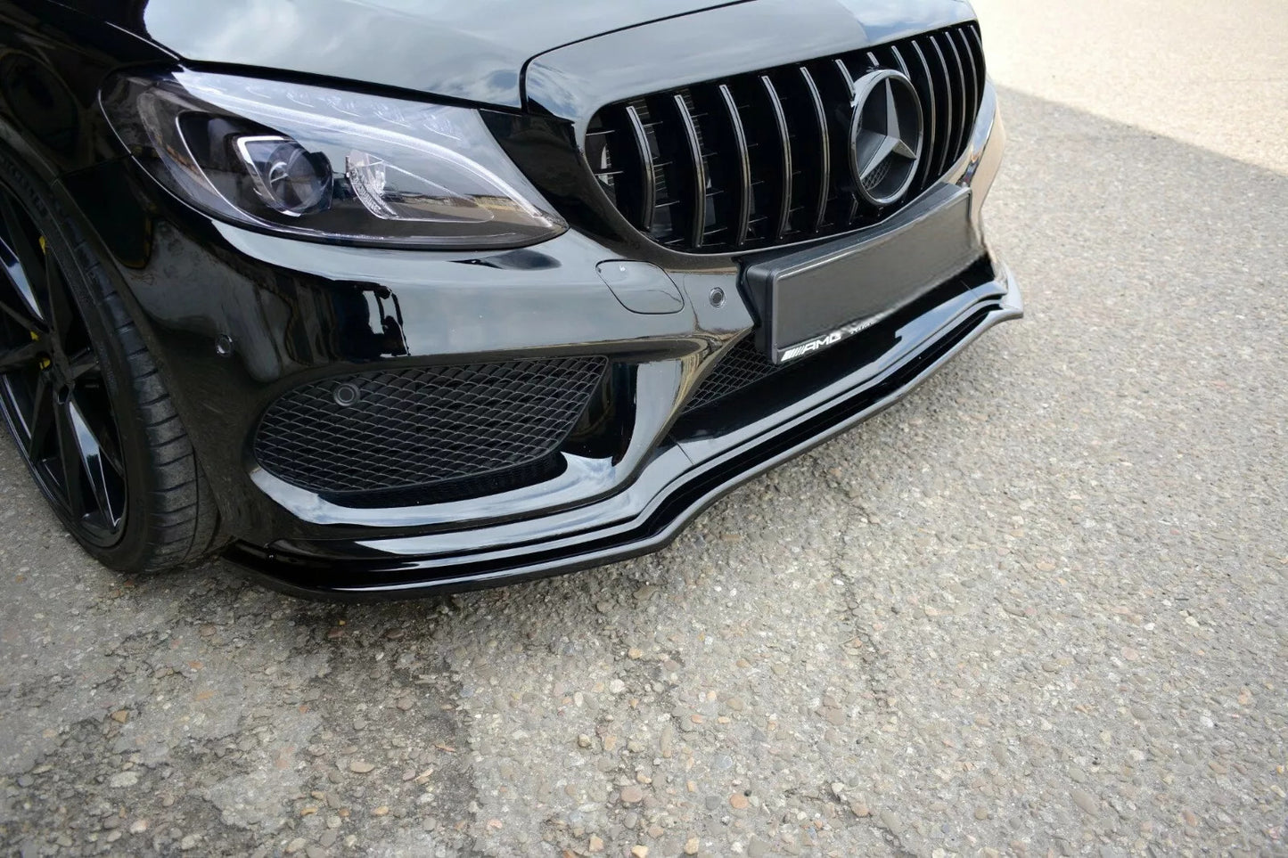 🔥Sdoppiatore Anteriore V1 in ABS Nero Lucido per Mercedes C43 AMG W205 Berlina🔥