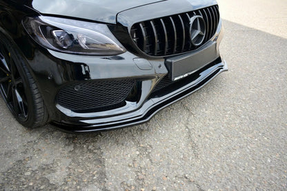 🔥Sdoppiatore Anteriore V1 in ABS Nero Lucido per Mercedes C43 AMG W205 Berlina🔥