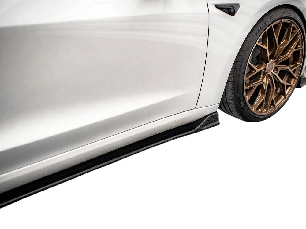 ✨MINIGONNE laterali V2 design lucido nero ABS per Tesla Model 3 2017+✨