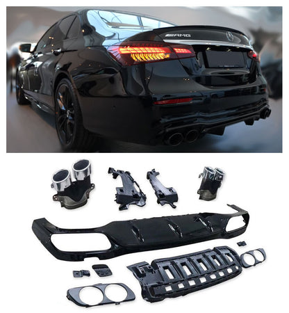 Diffusore spoiler posteriore + punte di scarico (CROMO) in E53 AMG LOOK