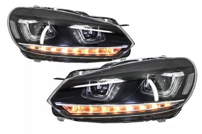 😍Fari per VW Golf 6 VI 08-13 3D DRL U-Golf 7 Look LED che scorre luce di marc😍