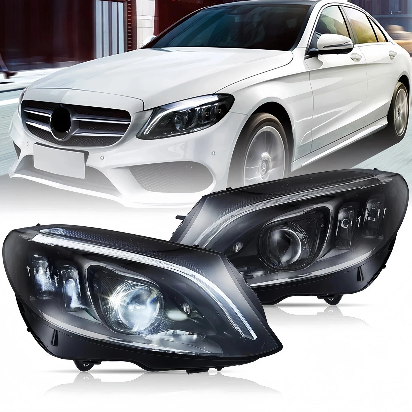 🔥ART.2836 Fari a LED con Animazione per Mercedes-Benz Classe C (2015–2021)🔥