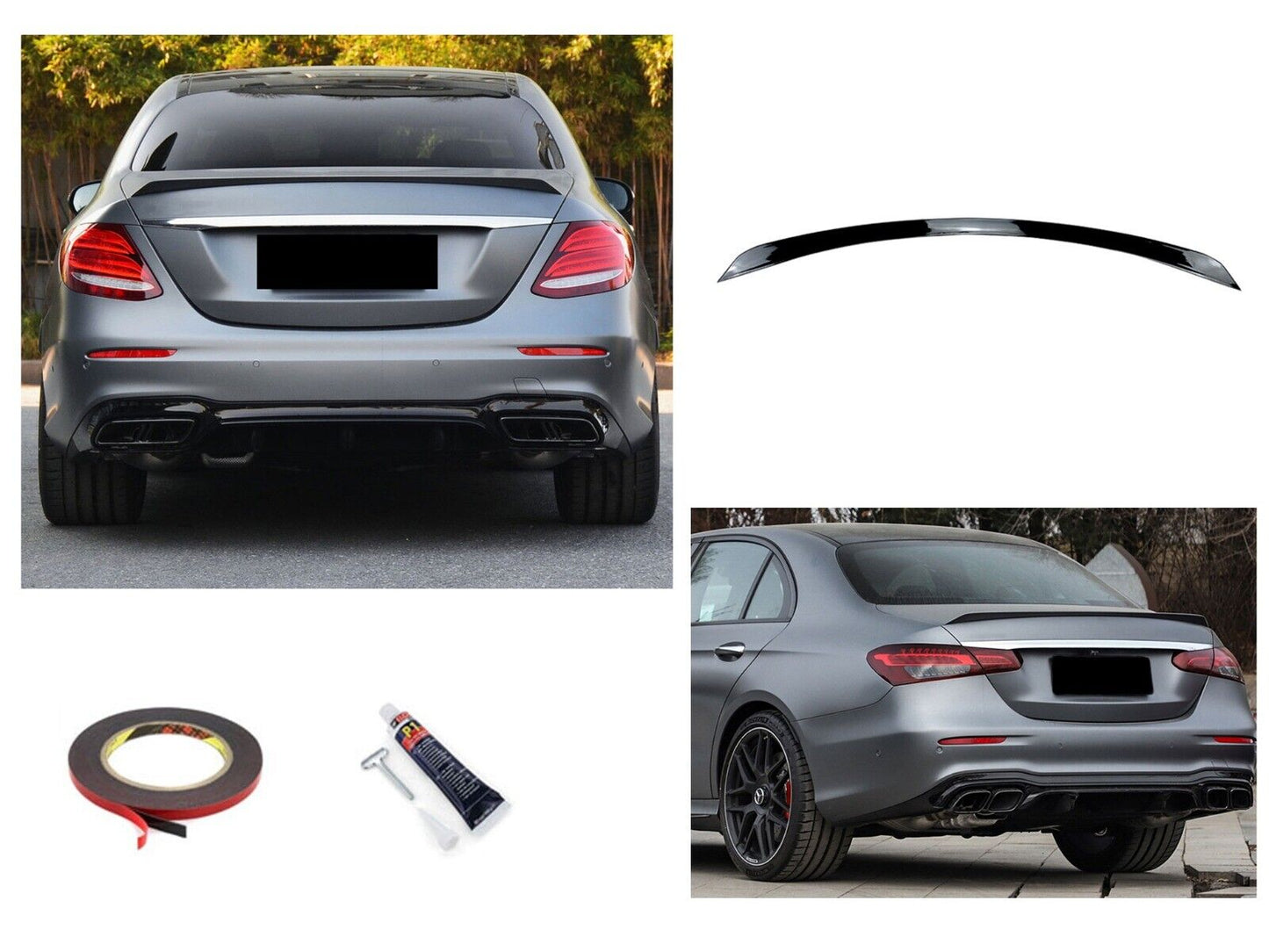 SPOILER POSTERIORE LABBRO NERO LUCIDO adatto per MERCEDES W213 CLASSE E