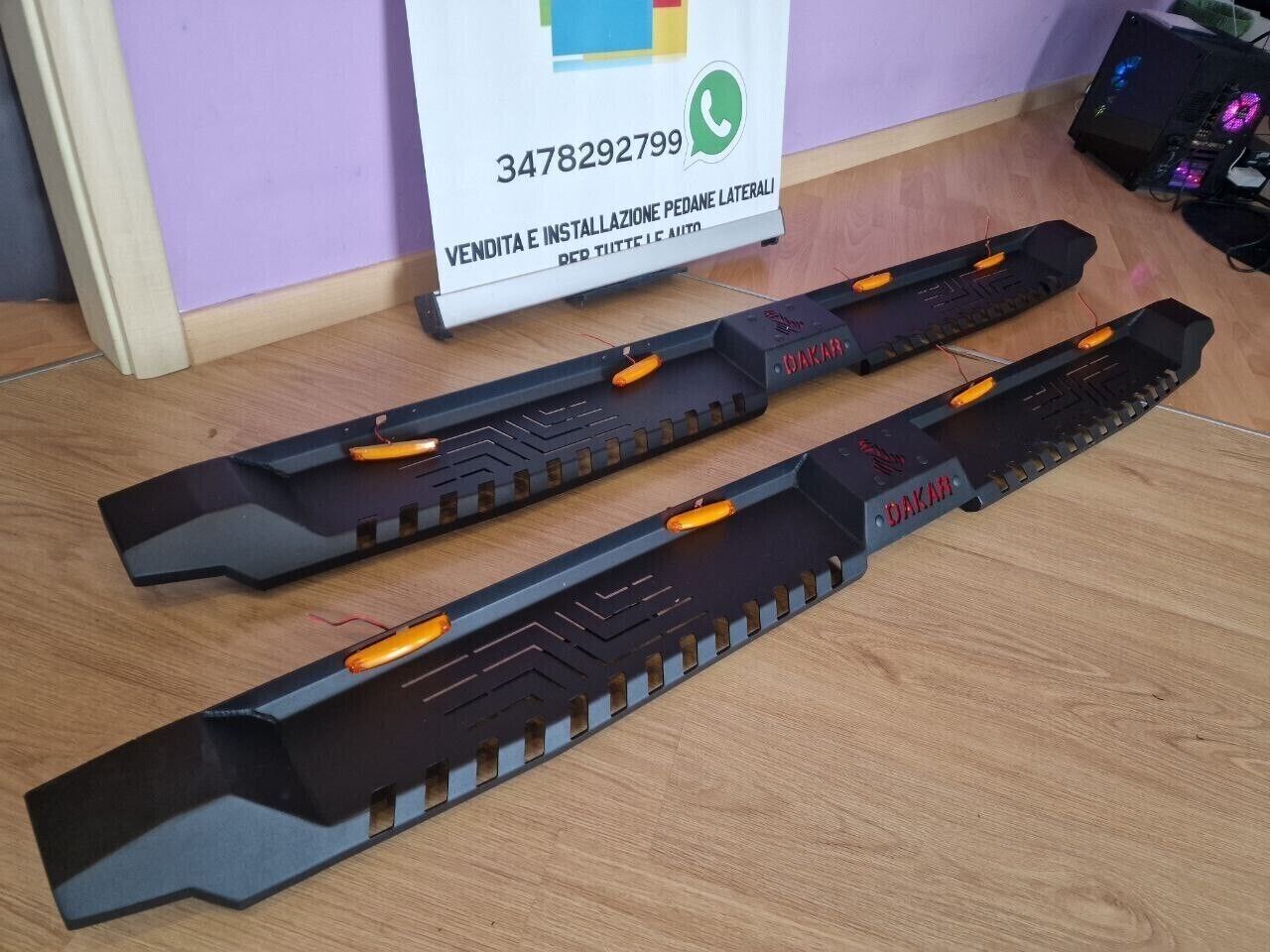 PEDANE ADATTE PER FORD RANGER T6 2011+ LOOK DAKAR OFF ROAD NERO OPACO CON LED