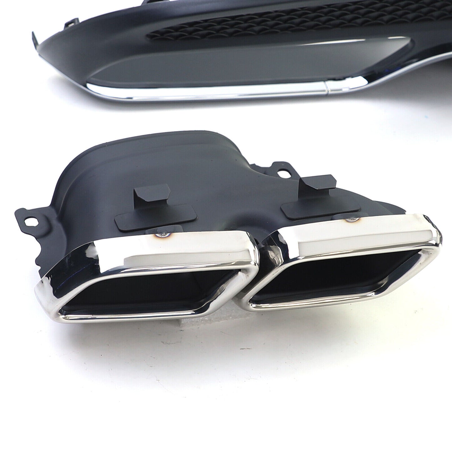 Aftermarket Chrome Sport Rear Diffuser with Exhaust Tips Compatible with Mercedes C W205 S205 14-18 