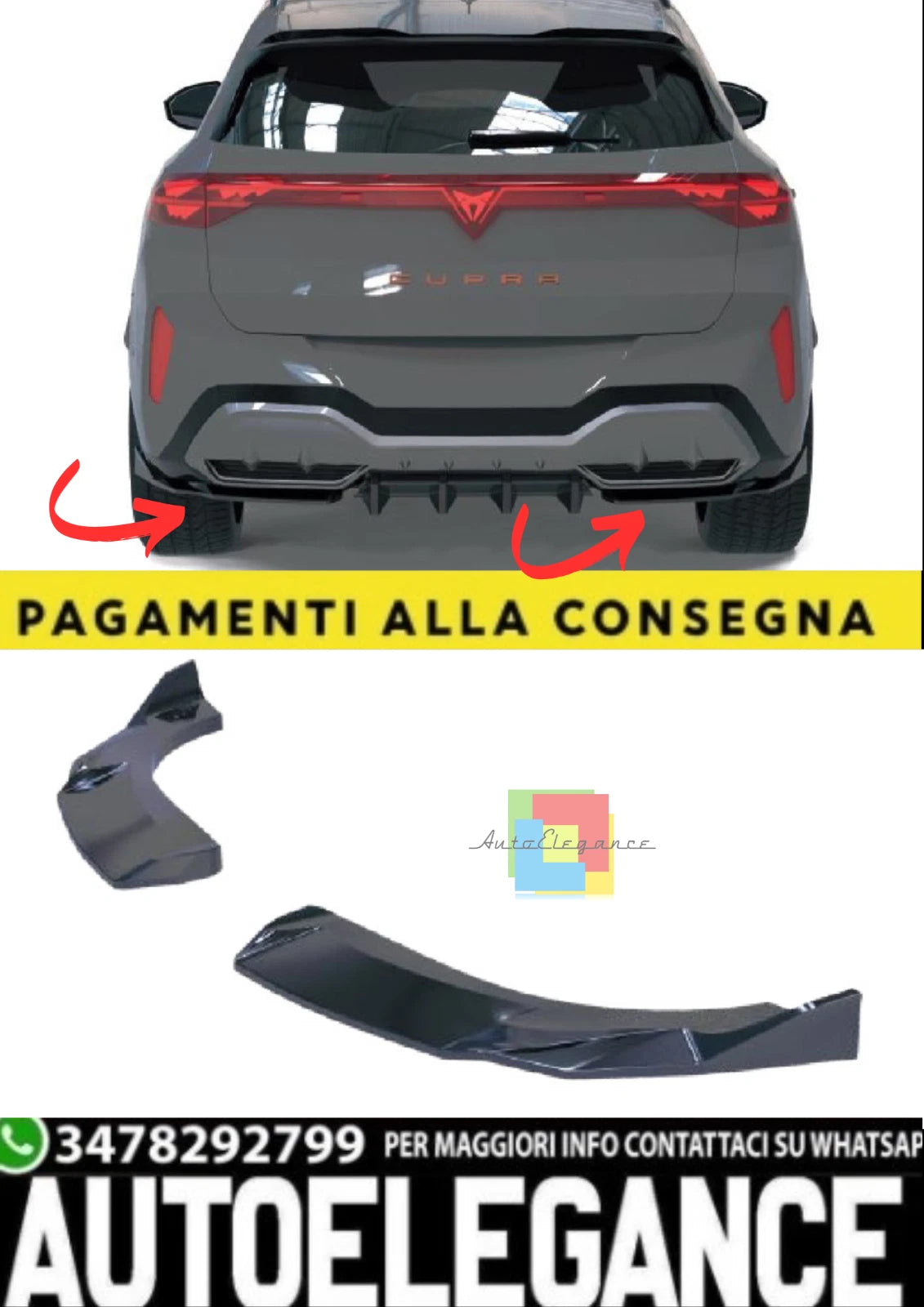 💫Splitter Laterali Posteriori (2 pezzi) per CUPRA Terramar (2024+) – Nero 💫