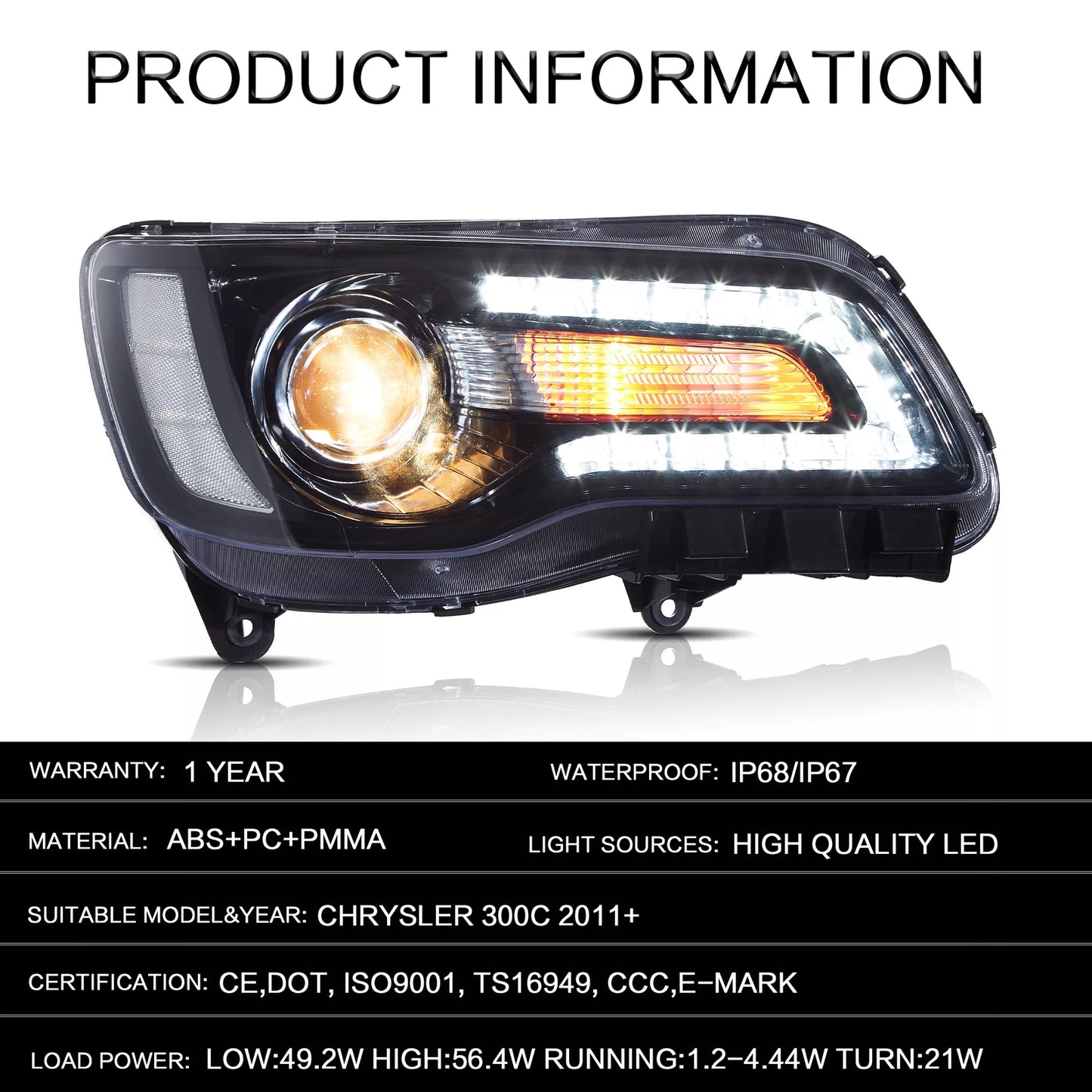 ⭐ART.2938 Kit Fari Anteriori a LED + Fanali Posteriori Fumé – Chrysler 300 ⭐
