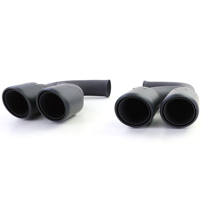 Aftermarket Black Stainless Steel Dual Exhaust Pipes Compatible with Porsche Cayenne 92A 3.0 Diesel 10-14 