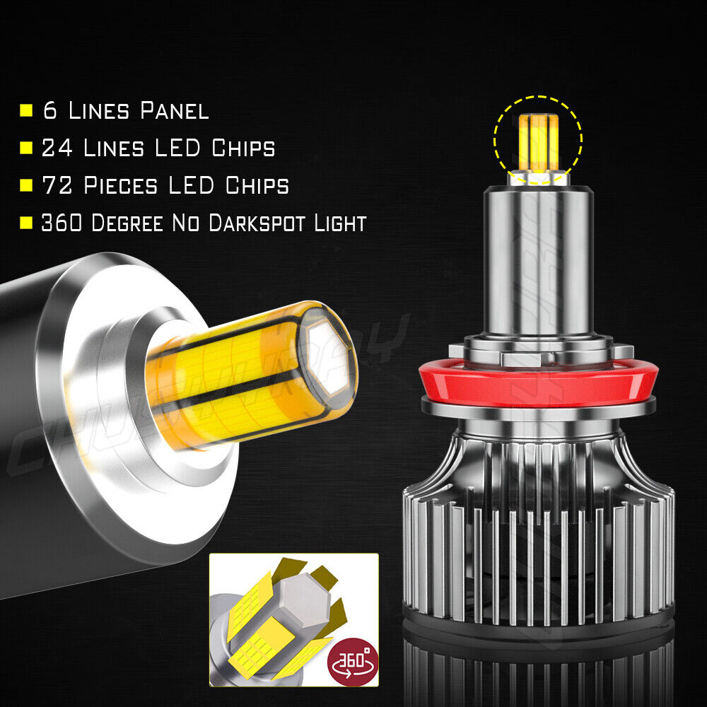 For Chevy Malibu 2006-2012 6000K Combo LED Headlights + Fog Light Bulbs Kit 6PC 