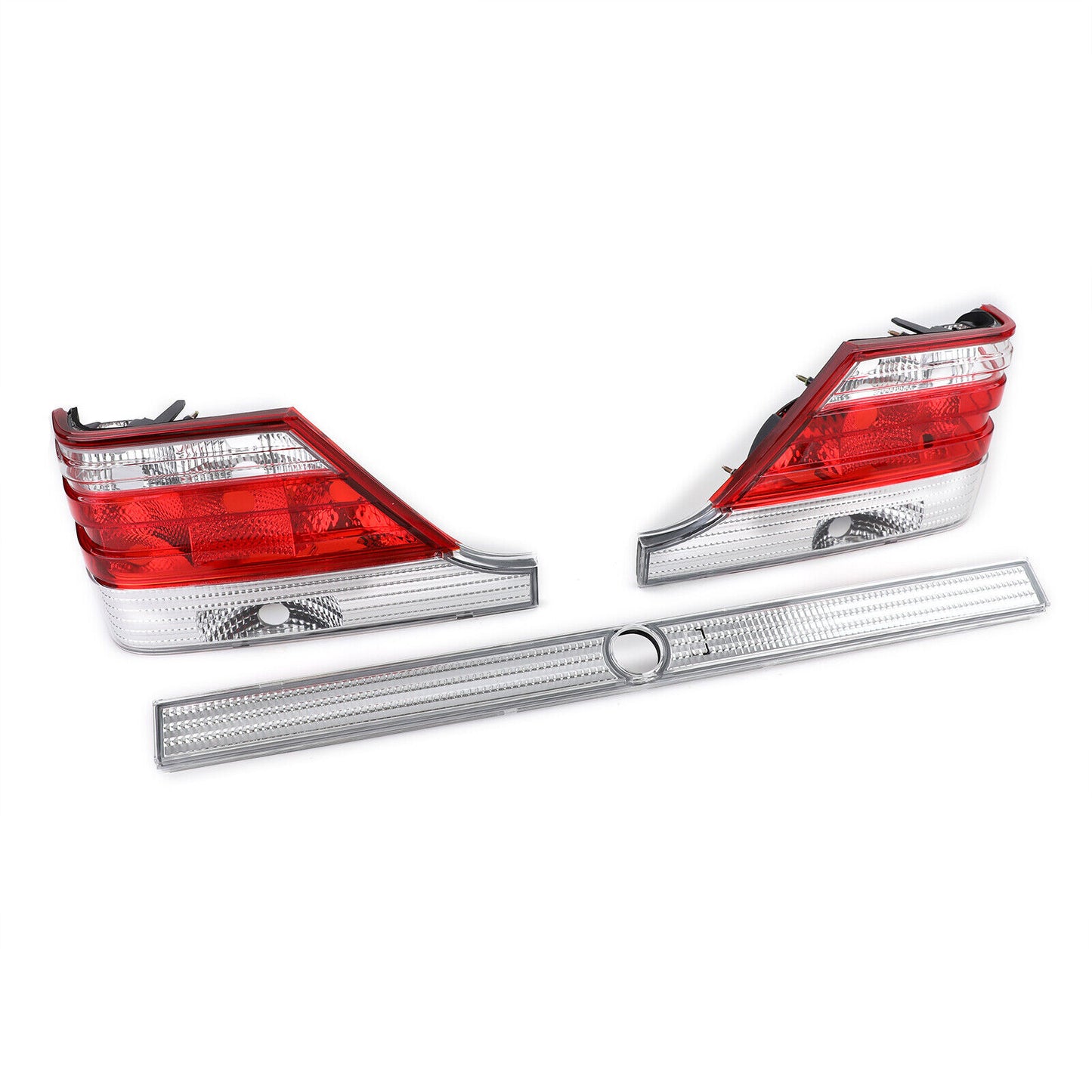 Fanali posteriori in vetro trasparente con striscia di blocco rosso aftermarket compatibile conMercedes S W140 94-98
