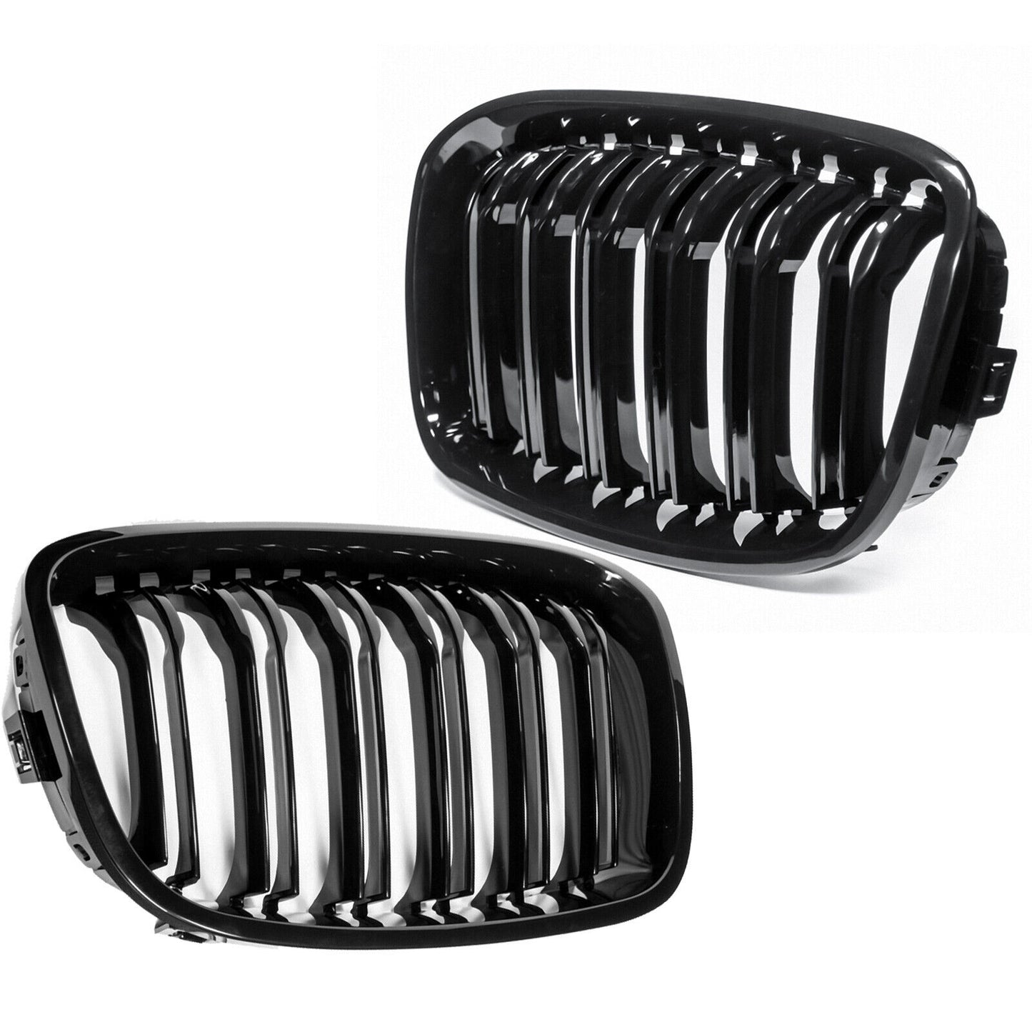 Double gangway kidney grille suitable for BMW 1 Series F20 F21 up to 2015 BLACK 