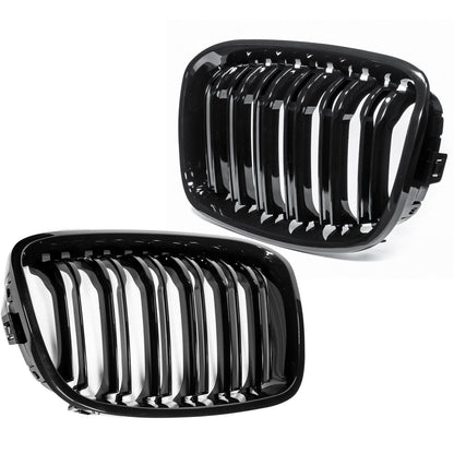 Double gangway kidney grille suitable for BMW 1 Series F20 F21 up to 2015 BLACK 