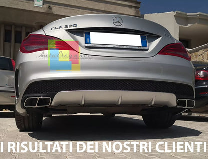 DIFFUSER for MERCEDES CLA W117 C117 REAR IN ABS + CHROME TERMINALS AMG LOOK A45