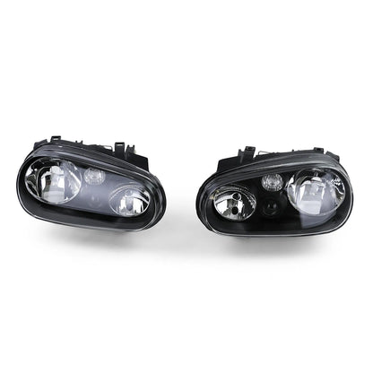 💎Clear Glass Headlight Kit with Black Fog Lamp for VW Golf IV 4 97-03💎